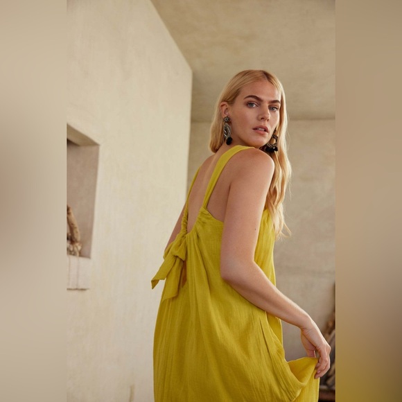 NWT LINEN COTTON YELLOW MAXI DRESS by VELVET - Picture 2 of 7